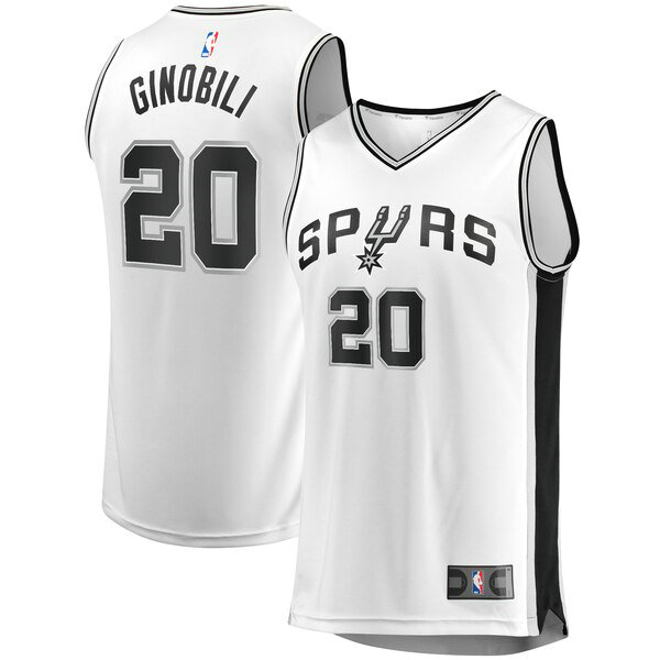 Camiseta Manu Ginobili 20 San Antonio Spurs Association Edition Blanco Hombre